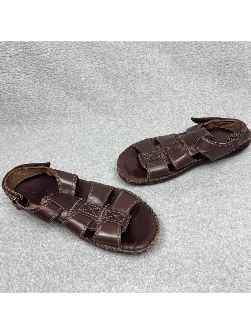Florsheim Fisherman Sandals Brown Leather Comfort Casual Strap Hook Loop Men 12